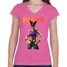 PRINTFASHION Bunnymoon Fortnite - Női V-nyakú póló - Rózsaszín női póló