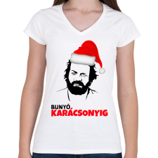 PRINTFASHION BUNYÓ KARÁCSONYIG - Női V-nyakú póló - Fehér női póló