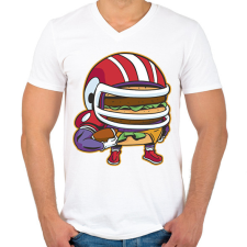 PRINTFASHION Burger amerikai focista - Férfi V-nyakú póló - Fehér férfi póló