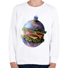 PRINTFASHION Burger bolygó - Gyerek pulóver - Fehér
