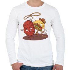 PRINTFASHION Burger cowboy - Férfi hosszú ujjú póló - Fehér