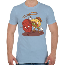 PRINTFASHION Burger cowboy - Férfi póló - Világoskék férfi póló