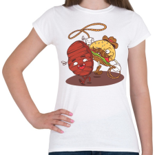 PRINTFASHION Burger cowboy - Női póló - Fehér női póló