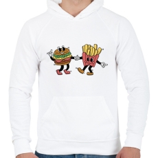 PRINTFASHION Burger és sültkrumpli - Férfi kapucnis pulóver - Fehér