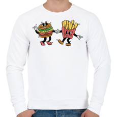 PRINTFASHION Burger és sültkrumpli - Férfi pulóver - Fehér