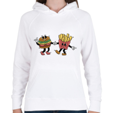 PRINTFASHION Burger és sültkrumpli - Női kapucnis pulóver - Fehér