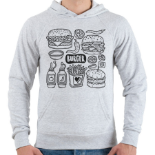 PRINTFASHION burger - Férfi kapucnis pulóver - Sport szürke férfi pulóver, kardigán
