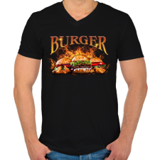 PRINTFASHION Burger - Férfi V-nyakú póló - Fekete férfi póló