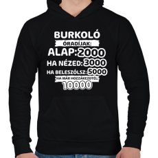PRINTFASHION Burkoló óradíjak - Férfi kapucnis pulóver - Fekete