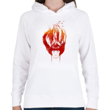 PRINTFASHION Burning forest - Női kapucnis pulóver - Fehér női pulóver, kardigán