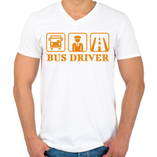 PRINTFASHION Bus driver - Férfi V-nyakú póló - Fehér férfi póló