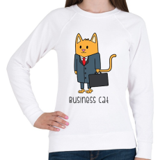 PRINTFASHION Business cat - Női pulóver - Fehér