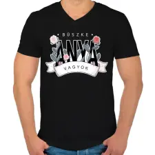 PRINTFASHION Büszke anya vagyok - Férfi V-nyakú póló - Fekete férfi póló