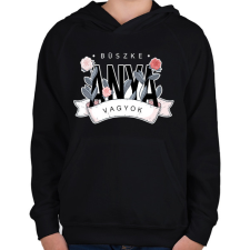 PRINTFASHION Büszke anya vagyok - Gyerek kapucnis pulóver - Fekete gyerek pulóver, kardigán