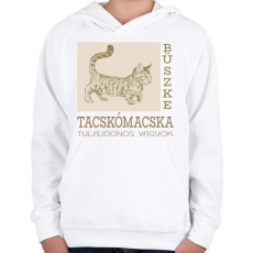PRINTFASHION Büszke cica tulajdonos - Tacskómacska - Gyerek kapucnis pulóver - Fehér