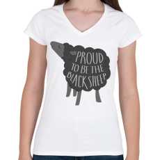 PRINTFASHION Büszke fekete bárány - Női V-nyakú póló - Fehér