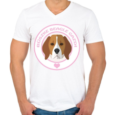 PRINTFASHION Büszke gazdi: Beagle - Férfi V-nyakú póló - Fehér férfi póló