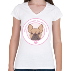 PRINTFASHION Büszke gazdi: Francia bulldog - Női V-nyakú póló - Fehér