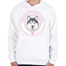 PRINTFASHION Büszke gazdi: Husky - Gyerek kapucnis pulóver - Fehér gyerek pulóver, kardigán