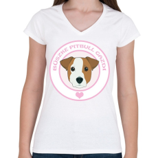 PRINTFASHION Büszke gazdi: Pitbull - Női V-nyakú póló - Fehér