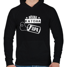 PRINTFASHION Büszke katona apa - Férfi kapucnis pulóver - Fekete férfi pulóver, kardigán