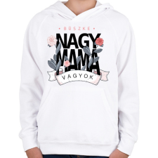 PRINTFASHION Büszke Nagymama vagyok - fekete felirat - Gyerek kapucnis pulóver - Fehér gyerek pulóver, kardigán