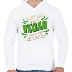 PRINTFASHION Büszke vegán - Férfi kapucnis pulóver - Fehér