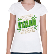 PRINTFASHION Büszke vegán - Női V-nyakú póló - Fehér