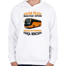 PRINTFASHION Buszsofőrnek párja nincsen - Gyerek kapucnis pulóver - Fehér