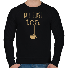 PRINTFASHION But first, tea - Férfi pulóver - Fekete