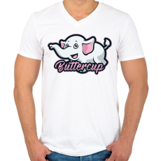 PRINTFASHION Buttercup - Férfi V-nyakú póló - Fehér