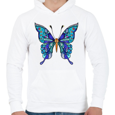 PRINTFASHION Butterflies - Férfi kapucnis pulóver - Fehér férfi pulóver, kardigán