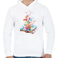 PRINTFASHION Butterfly Book - Férfi kapucnis pulóver - Fehér férfi pulóver, kardigán