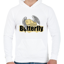 PRINTFASHION Butterfly szóvicc - Férfi kapucnis pulóver - Fehér férfi pulóver, kardigán
