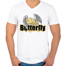 PRINTFASHION Butterfly szóvicc - Férfi V-nyakú póló - Fehér férfi póló