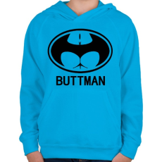 PRINTFASHION Buttman - Gyerek kapucnis pulóver - Azúrkék