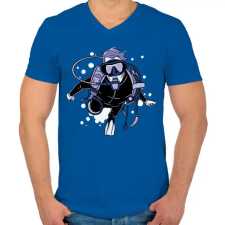 PRINTFASHION Búvár - Férfi V-nyakú póló - Királykék férfi póló