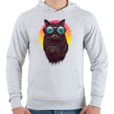 PRINTFASHION Búvár macska - Férfi kapucnis pulóver - Sport szürke