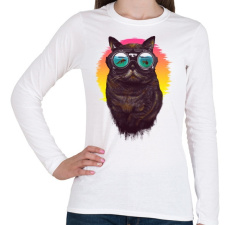 PRINTFASHION Búvár macska - Női hosszú ujjú póló - Fehér női póló