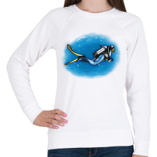 PRINTFASHION Búvár - Női pulóver - Fehér női pulóver, kardigán