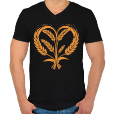 PRINTFASHION Búza szív - Férfi V-nyakú póló - Fekete