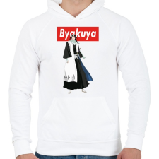 PRINTFASHION Byakuya - Férfi kapucnis pulóver - Fehér férfi pulóver, kardigán