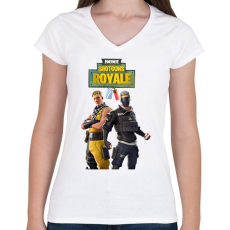 PRINTFASHION Cabbie& Verge dupla dinamit - Női V-nyakú póló - Fehér