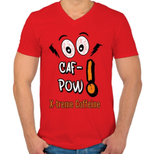 PRINTFASHION caf-pow - Férfi V-nyakú póló - Piros férfi póló