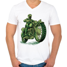 PRINTFASHION Cafe racer - Férfi V-nyakú póló - Fehér férfi póló