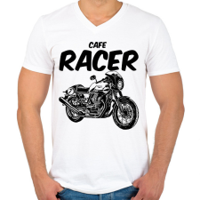 PRINTFASHION cafe racer - Férfi V-nyakú póló - Fehér férfi póló