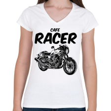 PRINTFASHION cafe racer - Női V-nyakú póló - Fehér női póló
