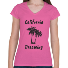 PRINTFASHION California Dreaming - Fekete - Női V-nyakú póló - Rózsaszín