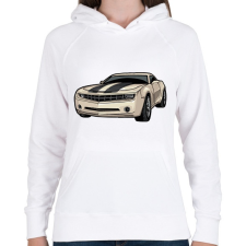 PRINTFASHION Camaro - Női kapucnis pulóver - Fehér női pulóver, kardigán