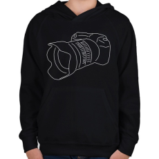 PRINTFASHION Camera - Gyerek kapucnis pulóver - Fekete